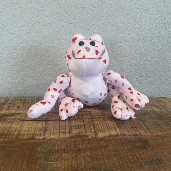 Love Frog - Plush Valentine'S Day Anniversary Pink Red Heart Printed Small 8” - Picture 2 of 9
